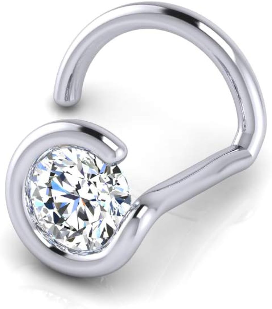 Real Diamond Stud Nose Ring White Gold Diamond Stud Nose