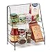EZOWare 2 Tier Countertop Spice Jar Standing Rack, Kitchen Cabinet Seasoning Bottles Storage Wire Shelves Basket Holder, Bathroom Organizer - Rustic Brown