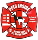 PETSAVERS Pet Inside Sticker Static Cling Rescue Window Decals with Bonus Pet Saver Wallet Card No Adhesive, Red, 4 Count