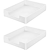 2 Pcs Rectangular Plastic Desk Organizer Tray, Desk Letter Tray, A4 Letter Size Stackable File Tray, Desktop File Paper Holder, Book Storage Rack, Anti-Skid Plastic Organizer Desk Tray for Office