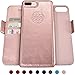 Dreem Fibonacci 2-in-1 Wallet-Case for iPhone 8-Plus & 7-Plus, Magnetic Detachable PC Slim-Case, Luxury Vegan Leather, RFID Protection, Smart 2-Way Stand, Gift-Box - Rose-Gold