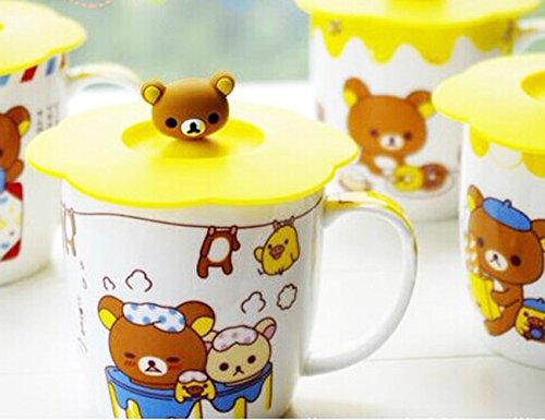 Rimobul 4 Pcs Leakproof Silicone Cup Lid Cover, Random Color (Bear) - Thumbnail 6