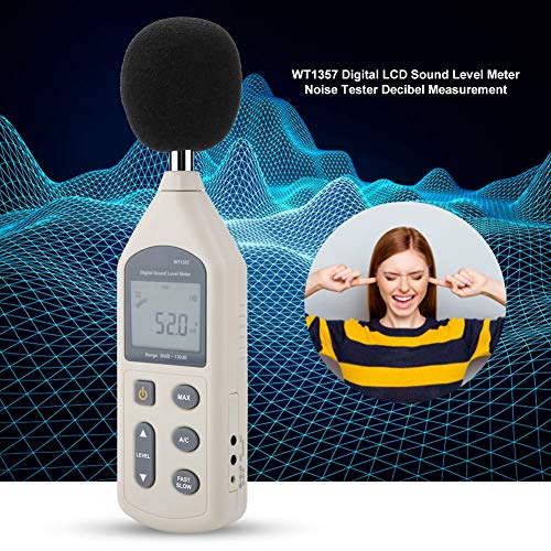 Sound Level Meter Digital LCD Noise Measure Device WT1357 Dual Ranges 30-130dBA/35-130dBC Decibel Meter with Auto Power-Off Function