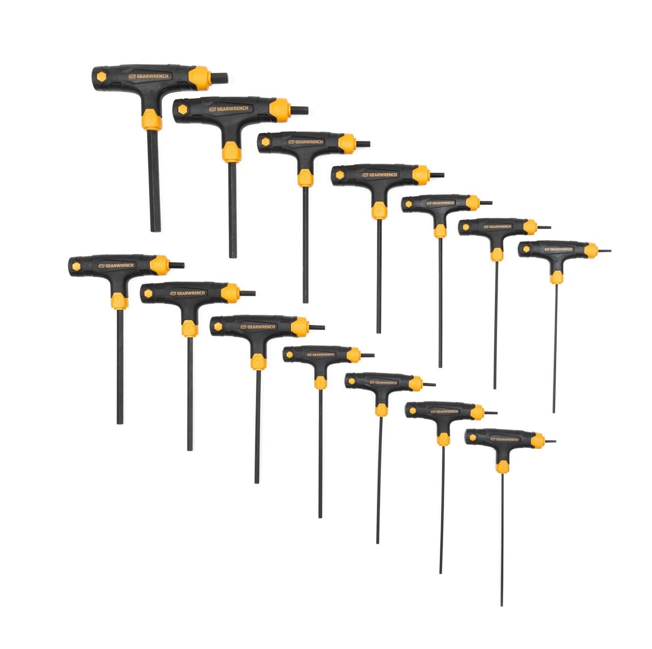 GearWrench 83514 SAE/Metric T-Handle Hex Key Set, Chamfered Edges, 14 Piece