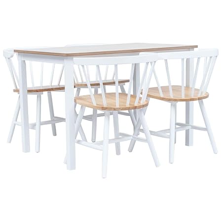 Festnight Set 5 Pz Da Pranzo In Legno Massello Di Hevea