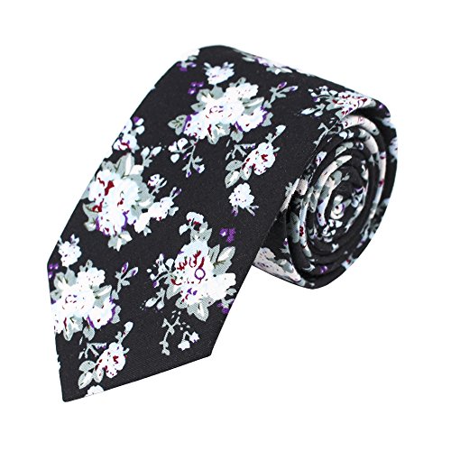 May Lucky Narrow Tie Men's Cotton Neck Tie Floral Ties Casual Neckties (zz2394b)