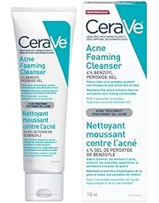 CeraVe 4% Benzoyl Peroxide ACNE Treatment Foaming Cleanser Face & Body Wash, with Hyaluronic Acid and Niacinamide. Helps Clear Acne Pimples and prevent breakouts. Gentle Gel, Fragrance-Free, 150ML