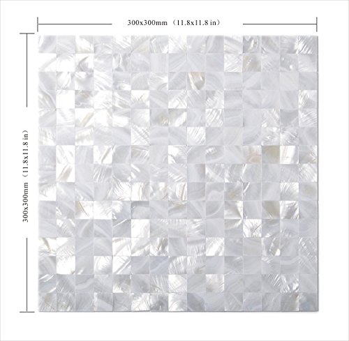 11PCS groutless White Square Mother of Pearl Shell Mosaic Kitchen backsplash Tile Bathroom Shower Subway Fireplace Wall Border Tiles