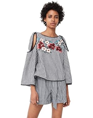 Mango Women's Embroidered Cotton Blouse