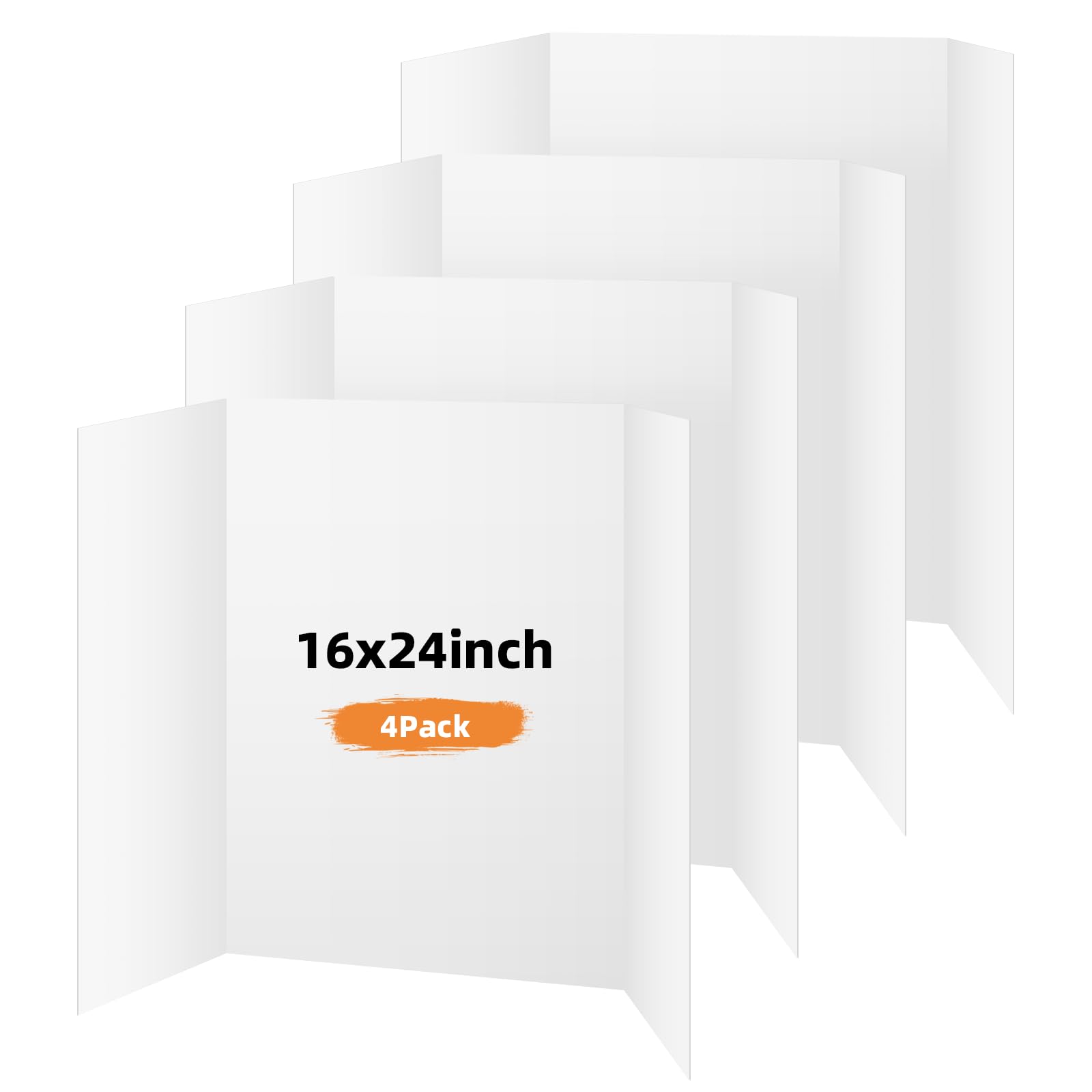 Photo 1 of Somime 4 Pack Trifold Poster Board, 16x24 Inches White Presentation Board, Portable Display Board for Science Fair, School DIY Project and Business Exhibitions