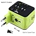 Travel Adapter, Universal International World Travel Power Adapter Kit Dual USB 2.4A Plug Charger Adapter All in One for EU, UK, US, AU, Italy and other 150 countries (Green 2usb)