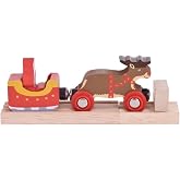 Bigjigs Rail Santa Sleigh with Reindeer - Other Major Wooden Rail Brands are Compatible