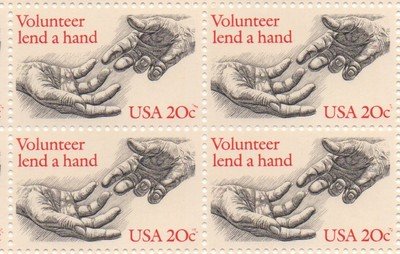 Volunteer Lend A Hand Set of 4 x 20 Cent US Postage Stamps NEW Scot 2039