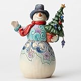 Jim Shore Heartwood Creek Snowman Holding Tree Figurine 4053713
