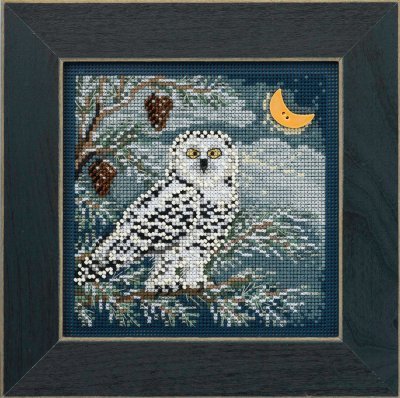 Snowy Owl Beaded Counted Cross Stitch Kit MH144304 Mill Hill Buttons & Beads 2014 Winter