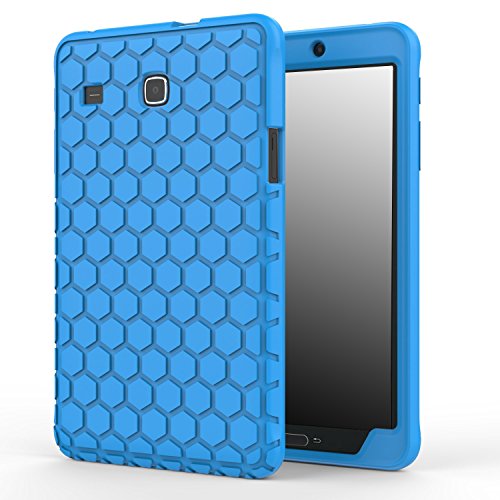 MoKo Samsung Galaxy Tab E 8.0 Case - [Honey Comb Series] Light Weight Shock Proof Silicone Corner/Bumper Protective Cover for Samsung Tab E 8.0 Inch SM-T377 4G LTE Verizon / Sprint Tablet, BLUE