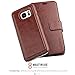 Amovo Galaxy S7 Edge Case [Detachable Wallet Folio] [2 in 1] [Premium Vegan Leather] S7 Edge Wallet Case with Leather Strap Gift Box Package (Brown)