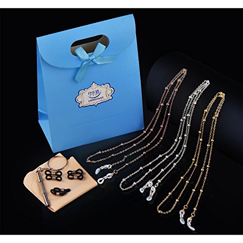 CROISSANT Beaded Glasses Chain Reading Glasses Sunglasses Chain Glasses Retainer Strap For Womens,Safety Glasses Eyeglasses Neck Cord String Lanyard Strap【Exquisite Gift Packaging】