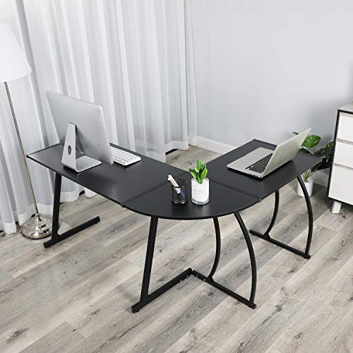 4 GreenForest+L+Shape+Computer+Workstation+3+Piece