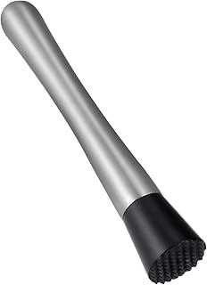 OUNONA Edelstahl Cocktail-St??EL f¨¹r Limetten Edelstahl Cocktail Muddler Weinr¨¹hrer Eisbrecher Stick mit gerillten Kunststoff Kopf