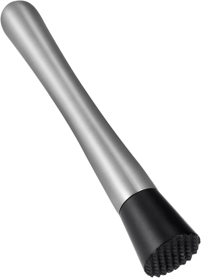 OUNONA Edelstahl Cocktail-St??EL f¨¹r Limetten Edelstahl Cocktail Muddler Weinr¨¹hrer Eisbrecher Stick mit gerillten Kunststoff Kopf