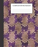Composition Notebook: Faux Golden Floral Flower Pattern College Ruled Notebook Lined School Journal