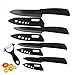Topfox Kitchen Cutlery Ceramic Knife Set With Sheaths in Gift Box (Black)