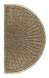 M+A Matting 2246 Waterhog Eco Grand Premier PET Polyester Fiber Half Oval Entrance Indoor/Outdoor Floor Mat, SBR Rubber Backing, 1.8' Length x 3' Width, 3/8" Thick, Khaki
