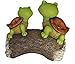 LA JOLIE MUSE Garden Statue Figures Turtles on a Log, 9 Inch Large Resin Patio Lawn yard Indoor Outdoor Decorations, Housewarming Gift