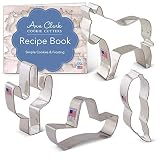 Ann Clark Cookie Cutters 4-Piece Cinco de Mayo Cookie Cutter Set with Recipe Booklet, Donkey, Cactus, Sombrero, Chili Pepper