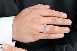 Men's Wedding Band Ring with Round Lab Created