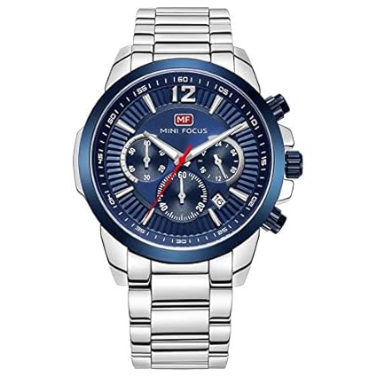 Mini Focus Luxury Mens Watch,Top Brand Dual Quartz Watch,Chronograph Casual Fashion Waterproof Stainless Steel Back Male Wristwatch MF0087G.03