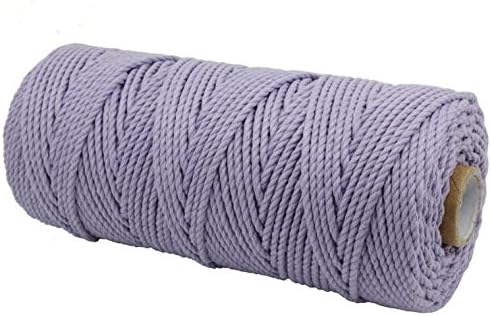 Ialwiyo Handmade Decorations Natural Cotton Macrame DIY Wall Hanging Plant Hanger Craft String Making Knitting Cord Rope Natural Color - 3mm (Light Purple)