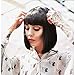 Short Bob Wigs for Black Women Synthetic Natural Black Hair Wig with Bangs Natural Looking Halloween Costume Wigs