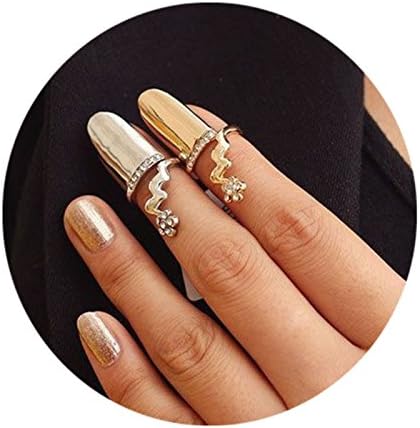 Amazon ネイルリング チップリング 爪の指輪 レディース 人気 指先 フラワーネイルリング ゴールド 関節の指輪 フォークリング 薬指 小指 ジルコニア リング 通販