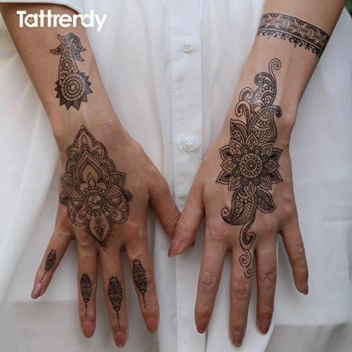 1piece body painting white black henna tattoo fake new lace flash Arabic Indian rose butterfly wedding art paint on hand S1014B (20cm15cm)