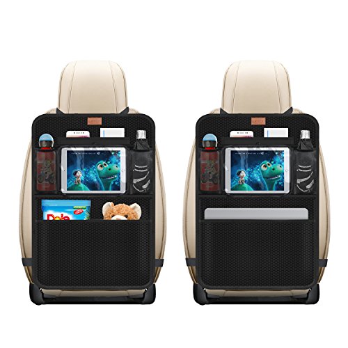 AEMIAO-2-Pack-Organizadores-para-Coche-Kick-Mats-de-Coche-Universal-Multi-Bolsillos-Organizanizador-Impermeable-Protector-Asiento-Trasero-Coche-con-Soporte-de-iPad-Nios-Accesorios