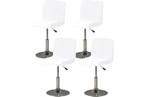 Gollense Bar Stool Covers Set of 4 Stretch Pub Counter Stool Chair Covers with Backs, Washable Square Swivel Barstool Seat Slipcover with Elastic Bottom for Low Short Back Dining Chair (White)