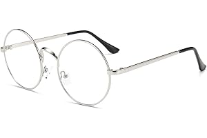 Dollger Retro Round Glasses Clear Lens Non-Prescription for Men Women Metal Frame