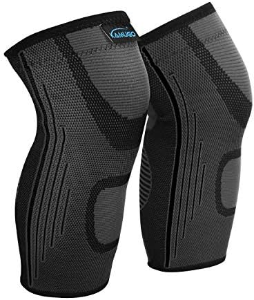 KAMUGO Knee Brace, Compression Sleeve FDA Approved, Support for Arthritis, ACL, Running, Biking, Basketball Sports, Joint Pain Relief, Meniscus Tear, Faster Injury Recovery, 2 Piece (Black, S)