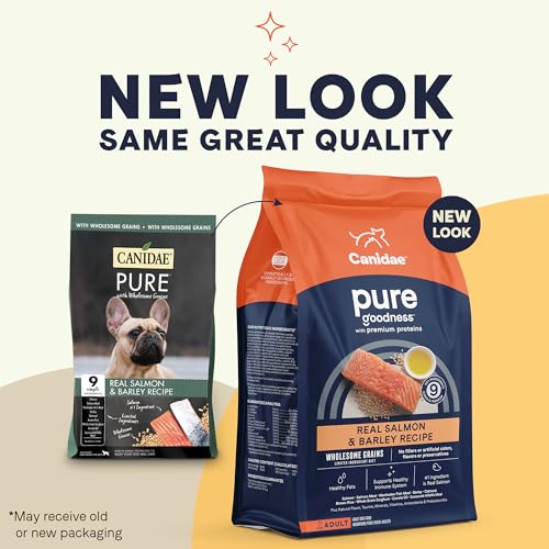CANIDAE PURE LIMITED INGREDIENT PREMIUM ADULT DRY DOG FOOD, REAL SALMON & BARLEY RECIPE, 4 LBS, WITH WHOLESOME GRAINS