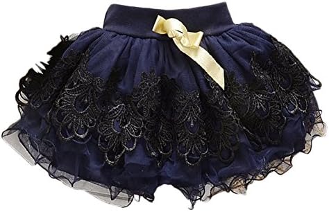 Baby Girls Kid Child Toddler Princess Floral Tutu Pettiskirt Mini Dress Short Skirt (1-2Years, Navy Blue)