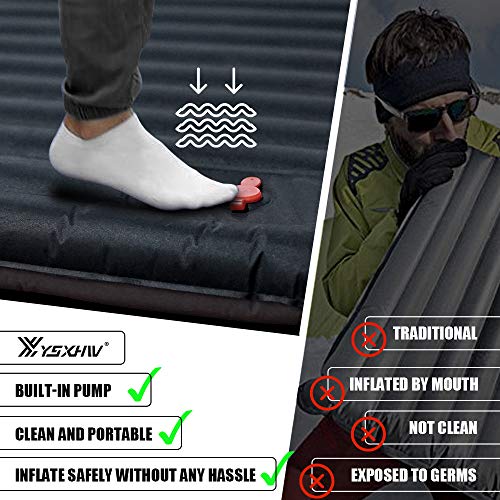 YSXHW Self Inflating Camping Sleeping Pad with Pillow, Thick 4.7 Inch Ultralight Camping Mat Waterproof PVC Camping Mattress for Backpacking, Traveling, Hiking - Black Built in Pump