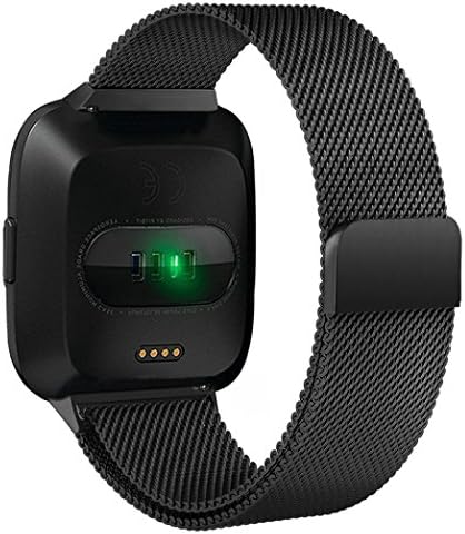 For Fitbit Versa Milanese Bands, Elegant Milanese Magnetic Loop Stainless Steel Accessories Straps Replacement Bands Wristband For Fitbit Versa Watch (Black)