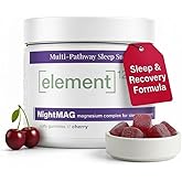 NightMAG Magnesium Glycinate Gummies for Sleep and Recovery; Sugar-Free, Vegan-Friendly and Naturally Flavored; Sleep Gummies for Adults; Magnesium Complex 400mg; 60 Count; 1-Pack (Cherry)