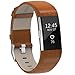 Henoda Replacement Bands Compatible with Fitbit Charge 2 Classic Genuine Leather Charge 2 Band Fitness Wristband for Women Men Small Large Bright Brow
