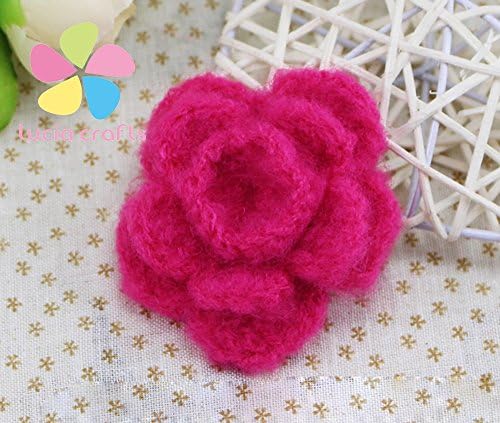 2pcs/lot 4cm Handmade Applique Cotton Crochet Knitting Flower Patch DIY Sewing Accessories (Rose Red)