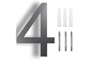 ZJWZSLI 5" Floating Stainless Steel Address House Number, Metal Modern House Numbers,Coated Black,for Outdoor Mailbox Yard Home Wall DoorGarage Gate With Matching Screws(4)