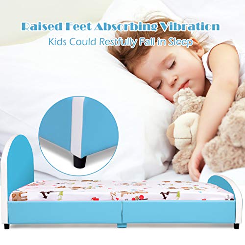 Costzon Toddler Bed, Twin Size Upholstered Platform Bed W/Wood Bedframe