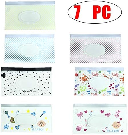 7 Pack Reusable Wet Wipe Pouch - Dispenser for Baby or Personal Wipes,Wet Wipe Portable Travel Cases (Type c 2019new)